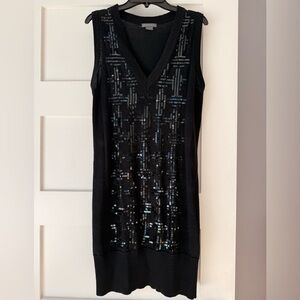Elegant Black Sweater Sequin Dress